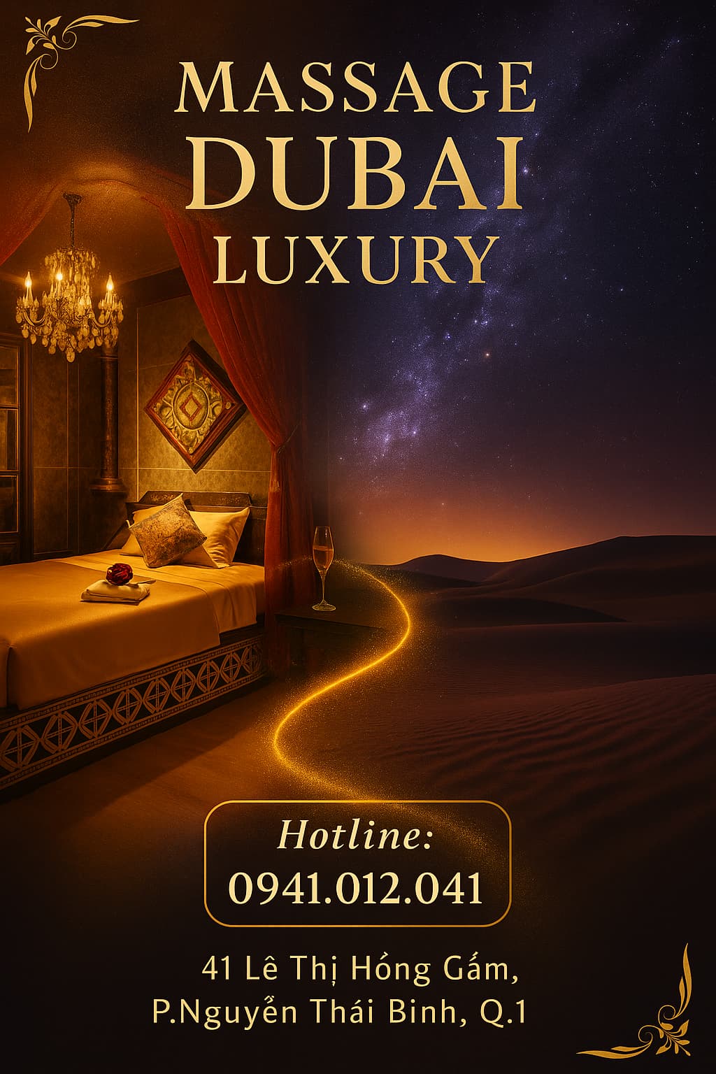 Không gian thư giãn đậm chất Dubai dành cho quý ông tại Massage Dubai Luxury – Quận 1, TP.HCM