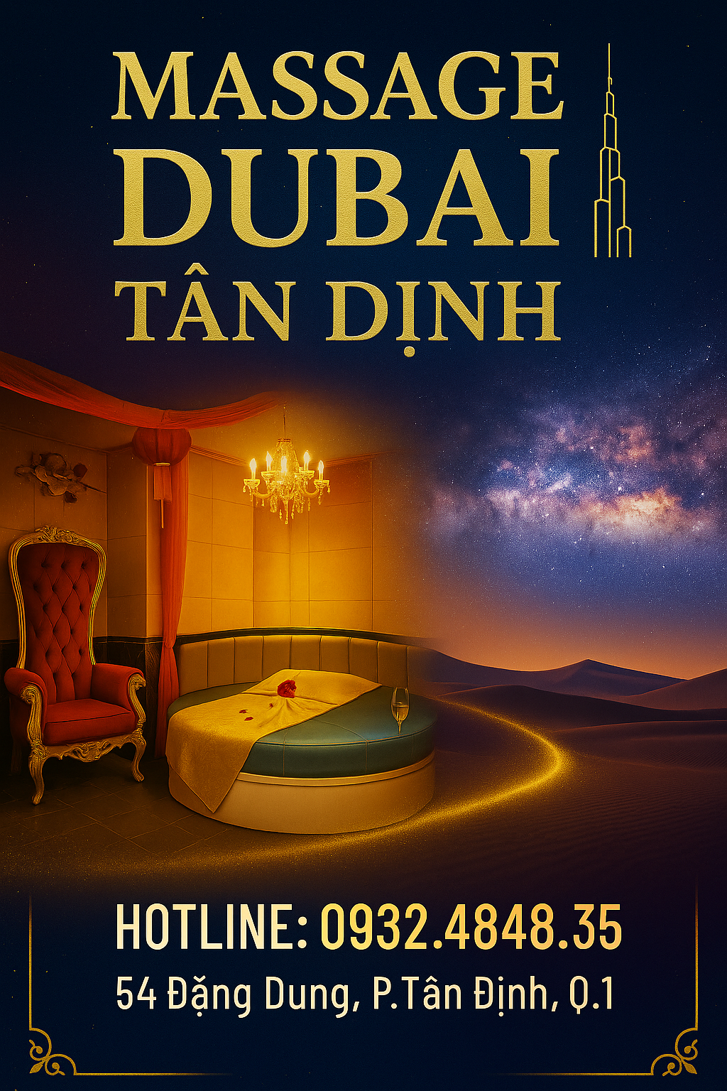Khu vực massage riêng tư, sang trọng tại massage Dubai Tân Định – lựa chọn lý tưởng cho quý ông tinh tế